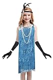 Latin Dance Dress for Girls Ballroom Dancing Dresses for Kids Flapper Dress with 20s Accessories Set...
