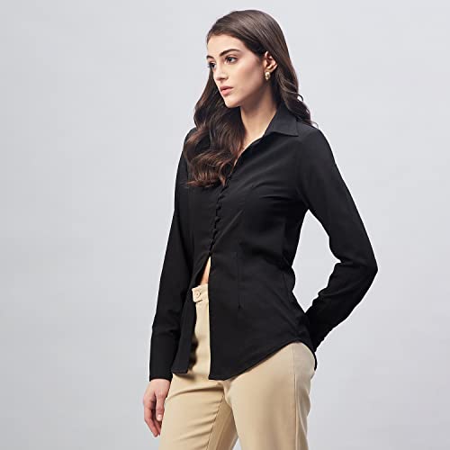 Image of Carlton London Women's Polyester Solid Regular Fit Shirt