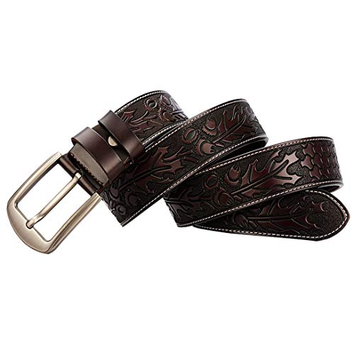 Ceinture hommes jeans marron en cuir ADU pour un style décontracté au quotidien