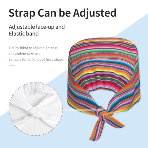 Image of Working Cap Scrub Cap with Sweatband Adjustable Unisex Women Tie Back Hat Nurse Surgical Caps