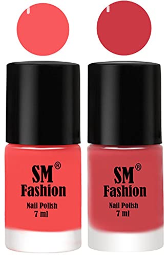 Image of Long Lasting Nail Polish | Nail Paint Combo 7 ml Each) - Set of 2 Light Pink-Punch Pink