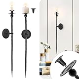 Black Candle Wall Sconces, Large Wall Candle Holder Set of 2, Long Wall Candle Sconces Set of Two, Metal Wall Candle Sconces Holder for Modern Bedroom Dining Room (Black)
