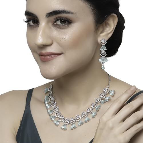 Rhodium-Plated American Diamond Necklace Set