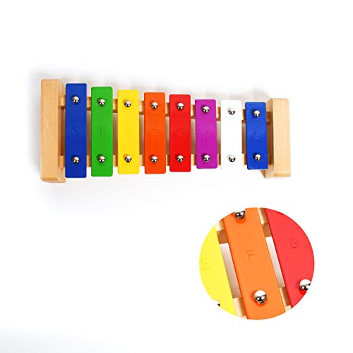 Professional Classic Wooden Glockenspiel Xylophone with 8 Metal Keys for Adults & Kids - Includes 2 Wooden Beaters - Thumbnail 2