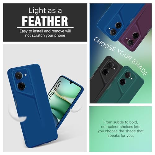 Image of WOW IMAGINE Slim Back Cover for Redmi A5 | Poco C71 | Blade Series Ultra Thin Case with Lightweight Design | Camera Protection | Soft Matte Silicone Flexible Mobile Case - Blue