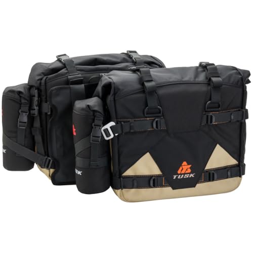 Tusk Pilot Pannier Bags with Bottle Holders Black/Tan