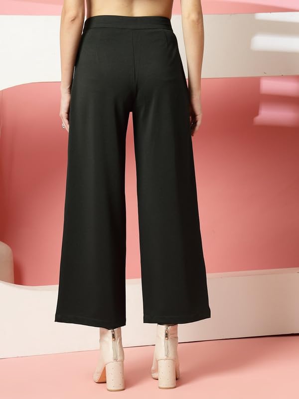 Image of OOMPH! Women's Straight Fit Mid Rise Korean Trousers|Trouser Pants for Women|Elegant Workwear for Office, College & Events|Trousers for Woman