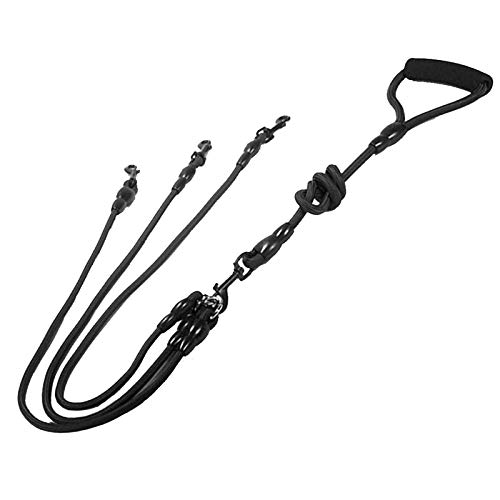 Hund Leine für 2/3/4 Hunde Haustier Walking Kupplungen Blei Nylon Geflochtenen Seil Einstellbare Koppler Keine Verwicklung Hund Leine… (für 3 Hunde, Schwarze)