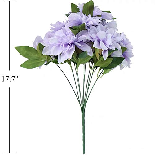 10 Heads Dahlia Fake Flowers Artificial Dahlia Flowers Faux Flowers For Home Wedding Party Office Supplies (Purple) #TOP4