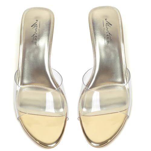 Image of Mostrin Kitten Heels for Women Pointed Toe Vintage Mules Heels Sexy Slip on Stiletto Backless Sandals for Party Wedding Daily