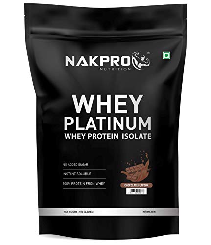 NAKPRO PLATINUM 100% Whey Protein Isolate | 28.1g Protein, 6.4g BCAA | Easy Mixing, Low Carbs, Easy Digesting Whey Protein Supplement Powder for Men, Women & Athletes | 1 Kg Chocolate Flavour (30...