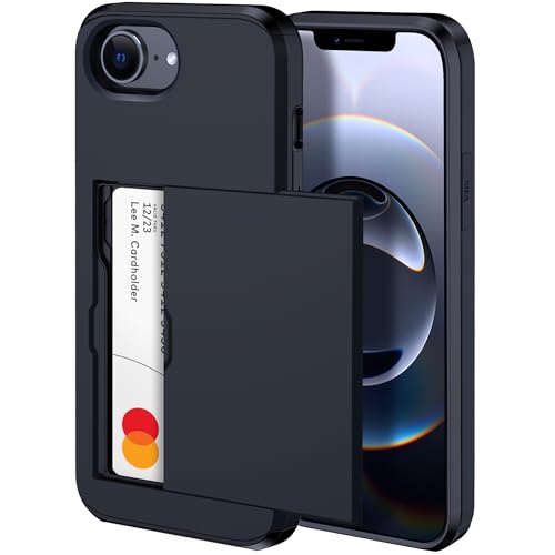 Étui portefeuille iPhone 16e noir avec porte-carte caché et induction