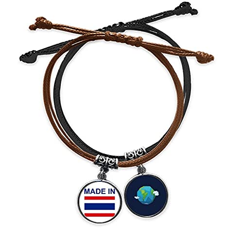 Pulsera de cuero tierra y cuerda de Tailandia con acabado artesanal