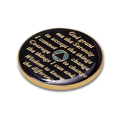 Image of 8 Year Sobriety Coin | Glitter Triplate AA Chip | Recovery Anniversary Token (Blue)