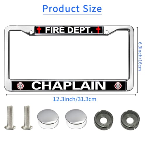 Image of Fire Rescue Chaplain Durable License Plate Frame Army Power License Plate Frame Black for Independence Day