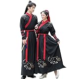 Resnan Hanfu Men Women Chinese Traditional Dress Ancient Chinese Swordsman Martial Art Costume Cosplay Outfit (3221#Black, Extea Large)