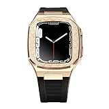 MGTCAR 44mm Modifica Kit per Apple Watch Band 45mm Mod Kit Linee Lusso Metallo Acciaio Csae Lunetta Cinturino per IWatch Serie 8 7 6 5 SE 4, 45mm For 8/7, agata
