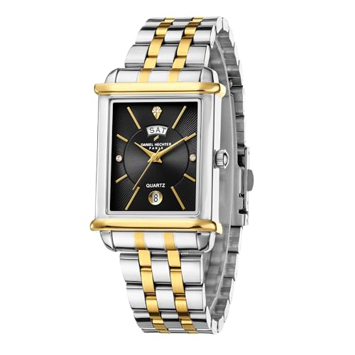 Image of Daniel Hechter Paris Etoile Collection Watch for Men Analog Watch - Rectangular Dial with Day & Date Display, Stainless Steel Strap, Quartz Movement