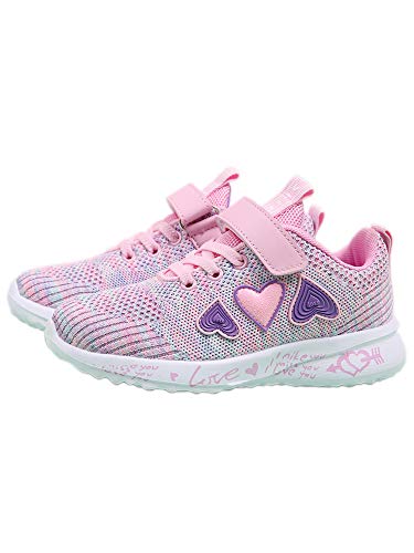 Tanleewa Girls Non-Slip Safety Athletic Sneakers Hook and Loop Waling Running Shoes