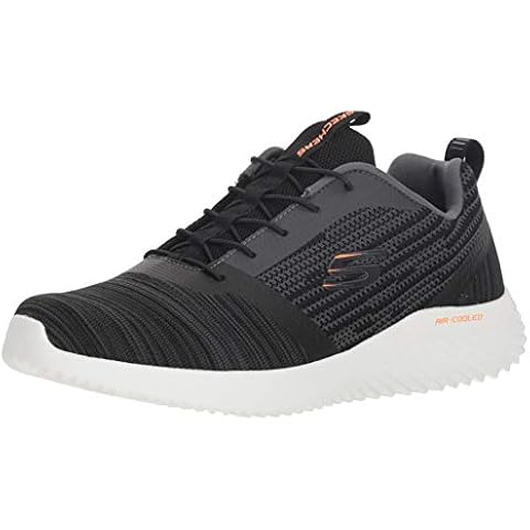 Skechers Herren Bounder Sneaker, Black Mesh Pu Trim Cover