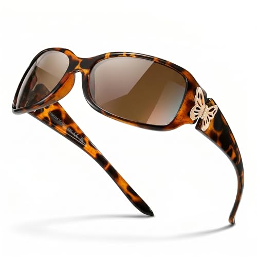 IGnaef Polarized Sunglasses for Women Trendy Wrap Around Jackie-O Style with Butterfly Decoration IF022
