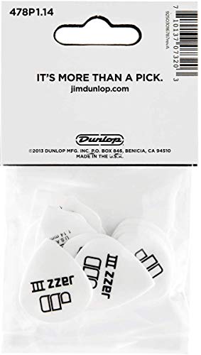Dunlop 478 TORTEX White JAZZ III Picks (12-Pack) 1.14 mm - Les Beatles, Paul McCartney, John Lennon, RIngo Starr, George Harrison Dunlop 478 TORTEX White JAZZ III Picks (12-Pack) 1.14 mm – Image 6