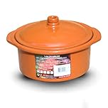 Valdearcos 1.5 Liters Glazed Terracotta Cooking Pot, Brown, 3.53 pounds, Oven and Freezer Safe