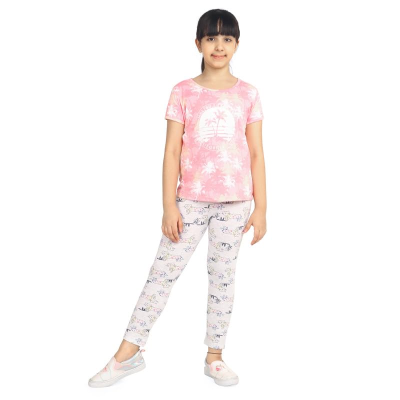 Image of ARIEL Girls Cotton Printed Regular Fit Non-Transparent Ankle Length Leggings