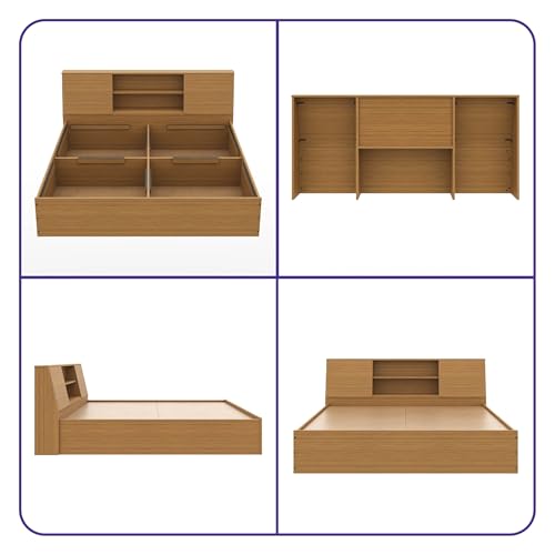 Image of Wakefit Bed | 1 Yr Warranty | King Size Bed, Comes with Storage Box, Noise Free, Density: 680-750 kg /m, Termite & Borer Resistant, Fits Mattresses Up to 8 Inches (Orion 78 x 72 - Urban Teak)