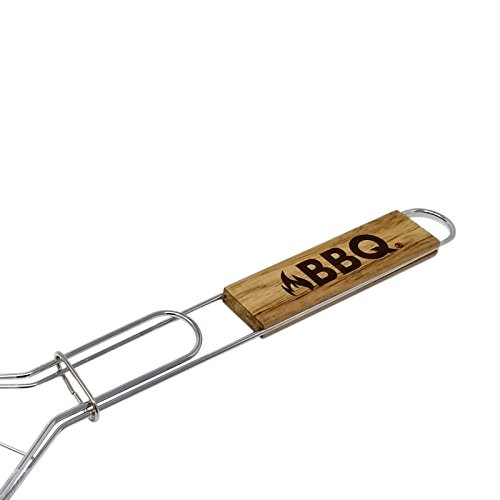 ToCis Big BBQ 4 x visgriller (zilver) met houten handvat, grote visbraad van metaal (57 x 13 cm) - Image 8
