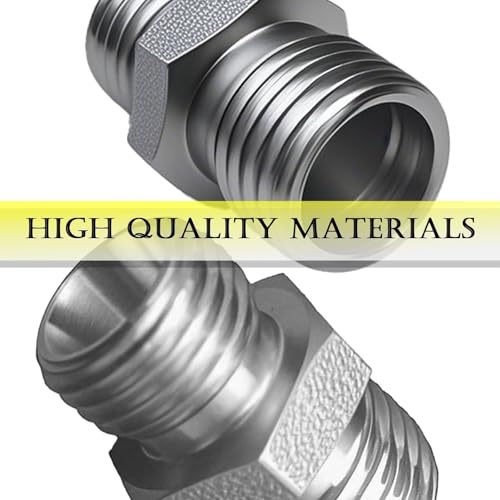 Image of Carbon Steel Hydraulic Hose Adapter for M14-M16 Threads - Compatible with AGT, FF Industries, VICSEC, Miva, Machpro, TPM Mini Excavators, Silver Fitting Connector (2-Pack)