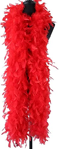 Feather Boa for Fancy Dress and Crafts 2 Meters Long - Approx 80 G Feathers Boa DIY Girls Fancy Dress Accessories Christmas Carnival 2022 Halloween Costume Accessory Holiday Decors(Red)