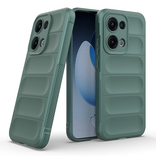 Image of Zapcase Back Case Cover for Oppo Reno 13 5G | Compatible for Oppo Reno 13 5G Back Cover | Liquid Silicon Magic Case with Camera Protection | Dark Green