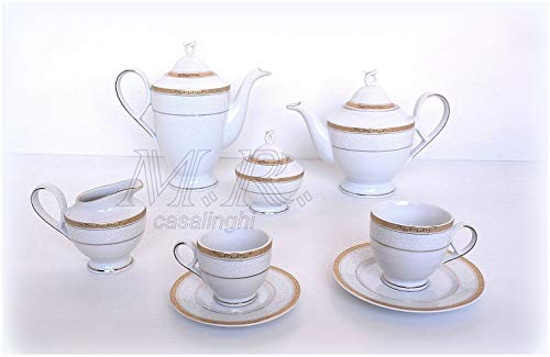 MRcasalinghi Servizio The Caffe Porcellana Bone China Jade Oro ROSENTABLE 58 Pezzi