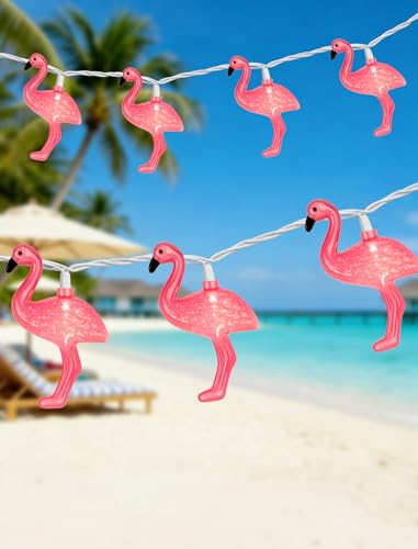 12FT 20 LED Flamingo String Lights - UL Certified Plug-in Pink Fairy Lights IP44 Waterproof & Shatterproof 3D Flamingo Decor for Tropical Luau Party Patio Camping Bedroom Warm White Glow