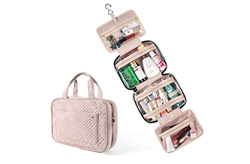 Toiletry Bag Travel Bag Cosmetic Bag Travel Organizer with Hanging Hook for Accessories, Shampoo, Full Sized Container, Toiletries (Pink)