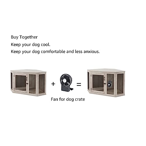 unipaws Furniture Corner Dog Crate with Cushion, Dog Kennel with Wood