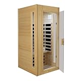 Kanlanth 1 Person Sauna, Low EMF Infrared Saunas for Home, 1,300Watt, Side Glass Window Indoor Sauna with Rapid Heating 5 Carbon Panels, LED Reading Lamp, Bluetooth, Control