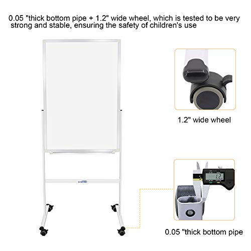 24"X36" Dry Erase Board With Stand - Adjustable Height Double Side Mobile Magnetic Rolling Whiteboard On Wheels For Home, Office & School #TOP4