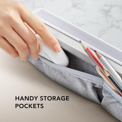 Image of COOLCOLD Portable Laptop Lap Desk with Soft Wrist Pad, Fits Up to 15.6 inch Anti-Slip Strip, Tablet or Phone Storage Slot, Pen-Pencil Pocket for Home Office Students Use as Computer Laptop Stand (Marble)