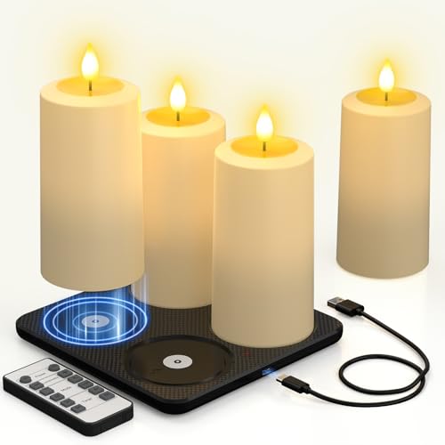 Yme LED Kerzen Aufladbar 4er Set mit Timer, Wiederaufladbare LED...