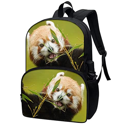 Modysero Red Panda Cute Girls Backpack with A Front Zipper Pocket 17 Inch Large Capacity Kids Backpack for School Travel Lightweight Durable Two Side Pocket Causal School Book Bag2