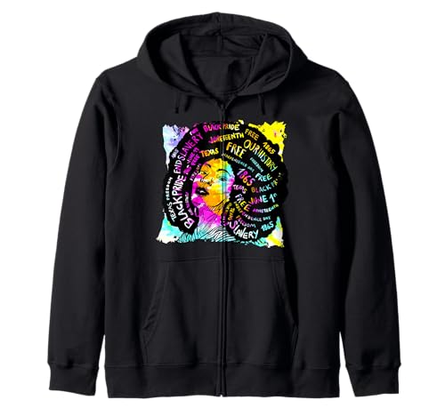 Acuarela Negro Queen Juneteenth Texas 1865 Afro Melanina Sudadera con Capucha