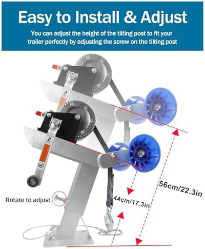 Adjustable Boat Trailer Winch Stand with Roller and Ratchet Winch, 1200LB Capacity for Secure Motorboat and Fishing Boat Loading
