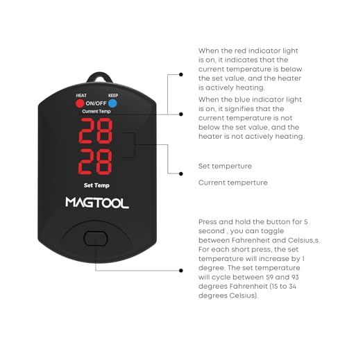 Image of MagTool Aquarium Heater, 100W-1200W Submersible Fish Tank Heater for 40-55-75-94 Gallon Tank with Over-Temperature Protection & Automatic Power-Off with Digital Controller for Freshwater & Saltwater