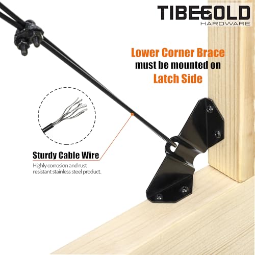 Image of Anti Sag Gate Kit for Wooden Fence, Black Gate Support Cable Kit, Gate Sag Frame Kit Hardware, Anti-Sagging Fence Gate Kit Hardware, Wood Gate Repair Kit for Outdoor, 1 Pack