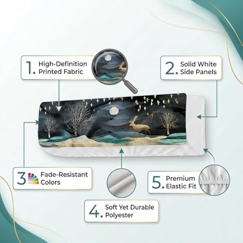 Image of Split AC Cover 1 ton, 1.5 ton to 2 Ton |Designer Digital Print Indoor AC Dust Cover | Stretchable Lycra Fabric | 38x12x9 Inch | Washable Polyester AC Indoor Unit Cover | Dust Dirt Resistant