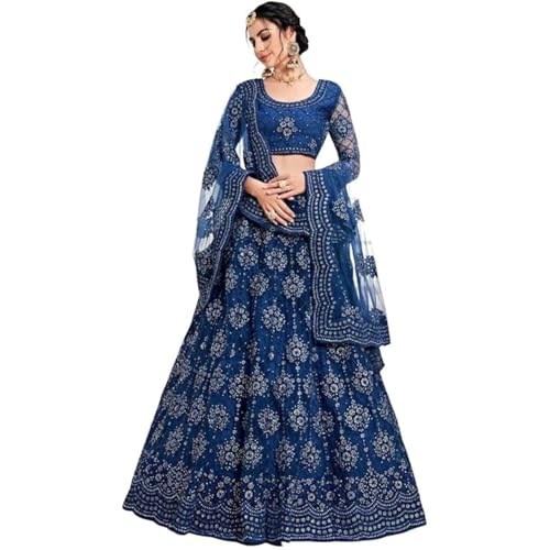 249-ZAALIMA FASHION Women Satin Blend Embroidered Semi Stitched Lehenga Choli (BZ_SBI MORPICH_Morpeach_Free)