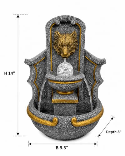 Image of eCraftIndia Tiger Water Fountain for Home Decor, Tabletop Indoor Waterfall Fountain with Cascading Water Flow, Decorative Spiritual Fountain for Living Room, Bedroom, Office & Meditation