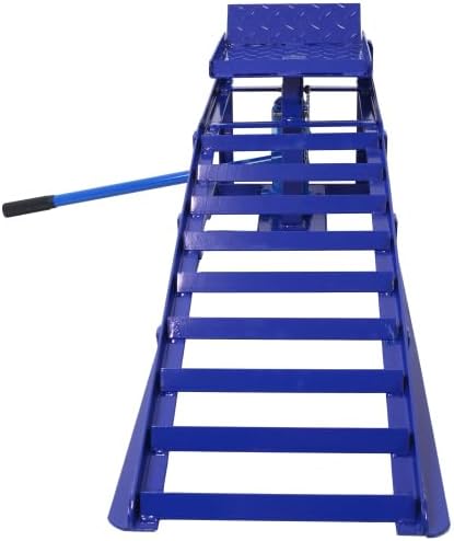 2 Pack Car Ramps - 5T Hydraulic High Lift Service Vehicle Ramps Heavy Duty Steel Automotive Truck Wheel Ramps for Oil Changes with Support Jack for DIY Repair Stores Auto Beauty Stores (Blue, A)
